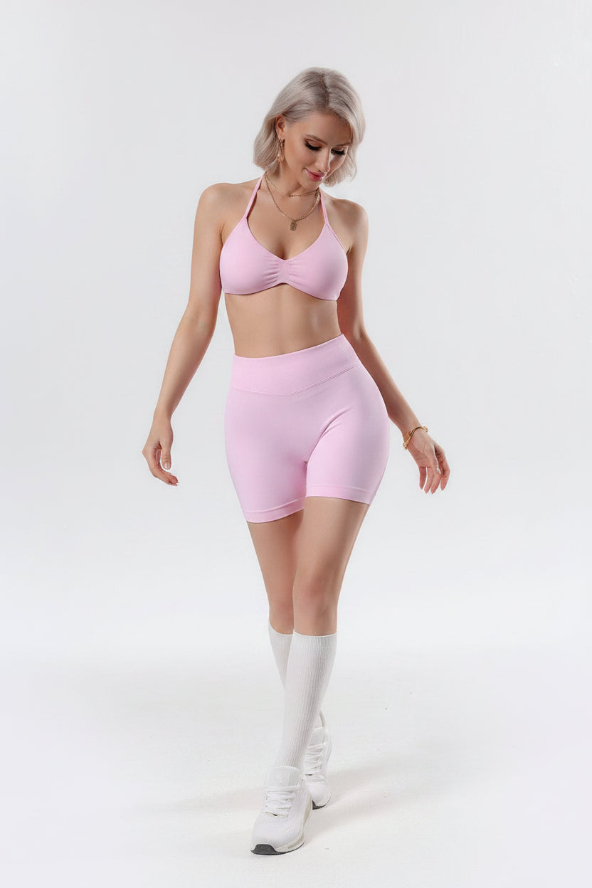 Women's High-Waisted Yoga Sports Bra and Shorts