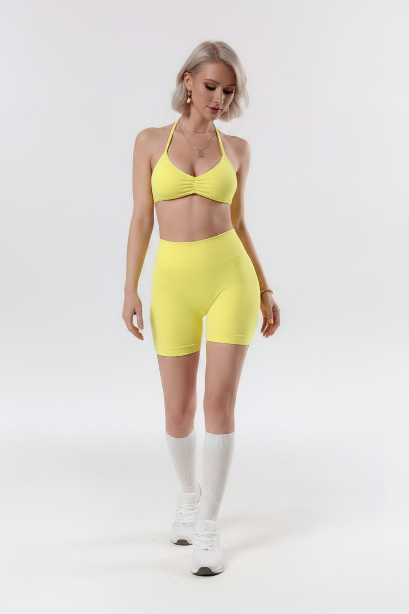 Women's High-Waisted Yoga Sports Bra and Shorts