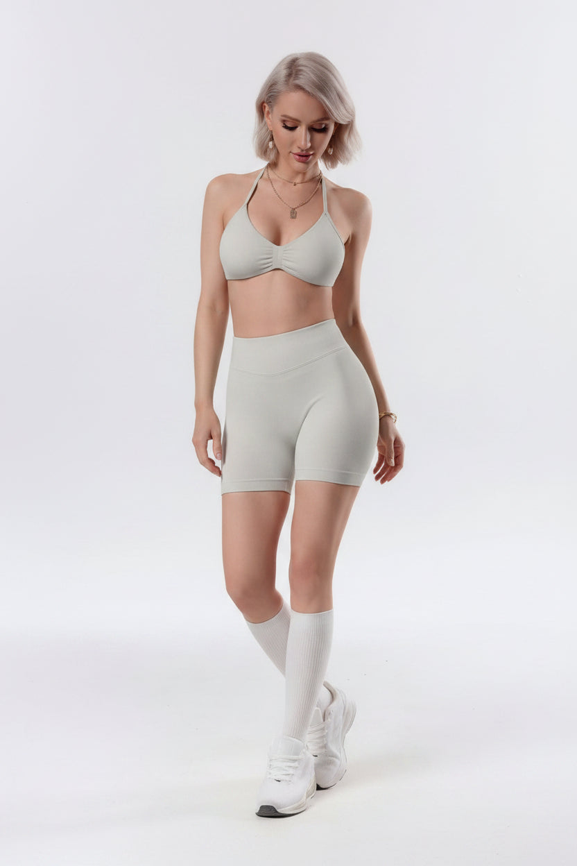 Women's High-Waisted Yoga Sports Bra and Shorts