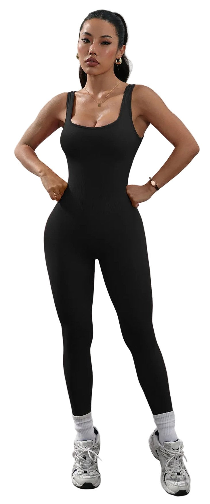 Womens High-Elastic Fitness Jumpsuit