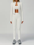Women's Ribbed Yoga Outfit Set High-Waisted Quick-Dry
