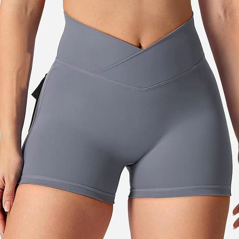 Women's High-Waist Fitness Yoga Shorts with Pocket