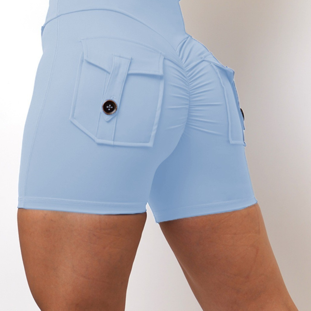 Women's High-Waist Fitness Yoga Shorts with Pocket